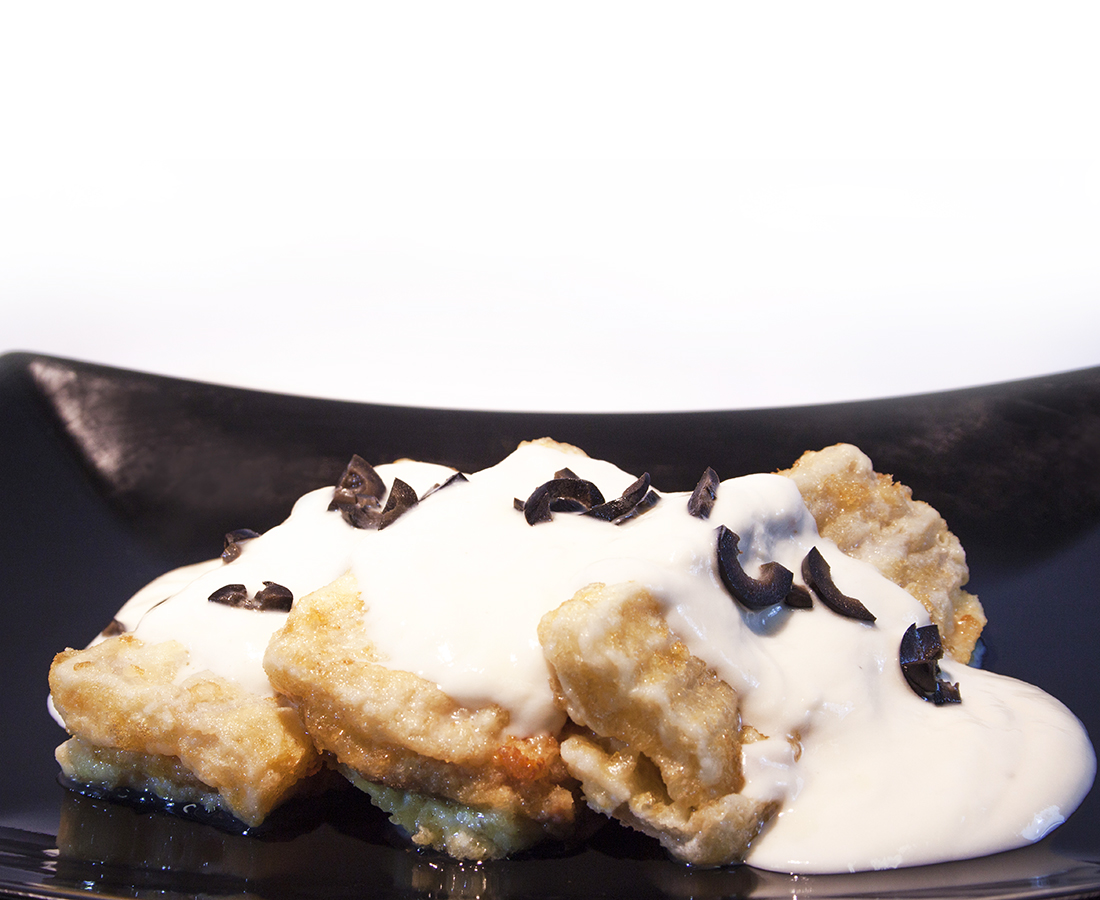 Pencas rellenas de jabugo a la crema de Roquefort